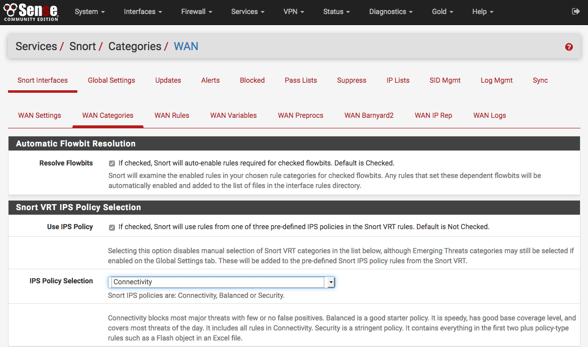 Packages — IDS / IPS — Snort Rulesets | pfSense Documentation